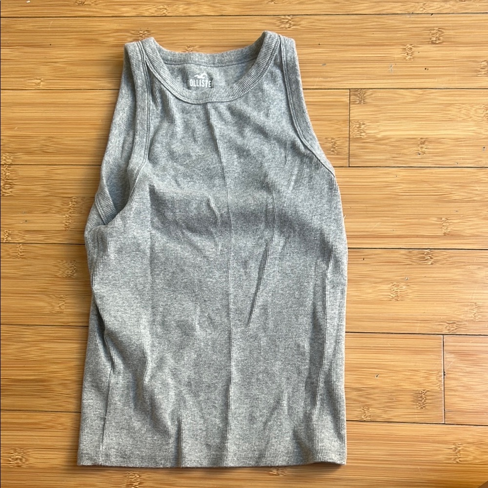 Hollister Gray Fitted Ribbed Long Tank Top